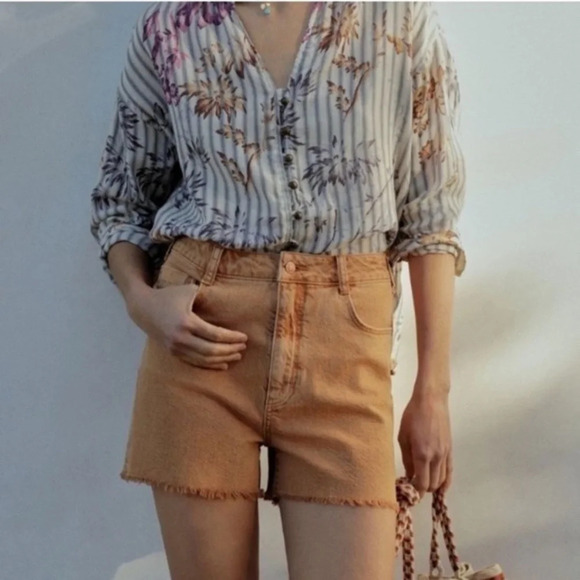 Anthropologie Pants - Pilcro & The Letterpress Anthropologie • Ochre Tan Denim Ultra High Rise Shorts